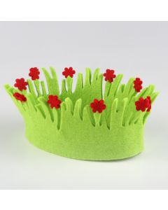 Panier ovale fleurs rouge grand 18cm