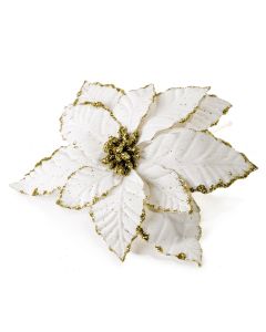 Flor Ponsieta marfil y dorada, min.6