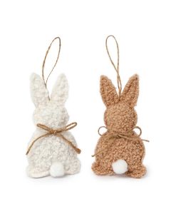 Pendentif lapin ivoire et beige 7x3x12cm. min.6