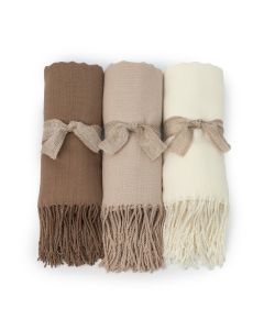 Pashmina brown, ivory and beige 180x70cm. decorated