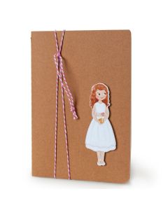 Libreta grande adornada figura niña Comunión vestido corto