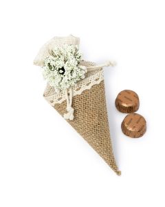 Cono yute flores bolitas 2 bombones 8x5x15 cm.