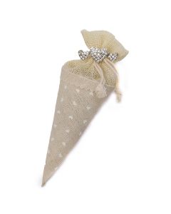Cono-bolsa  broche corazones strass con 2 bombones