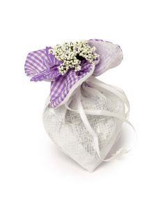 Sachet lilas avec 5 bonbons et papillon lilas et fleurs
