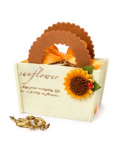 Cesto fieltro girasol 12x16cm (asas) con 15minifruits
