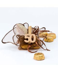 Bouquet marron avec clip 50ème et 4 chocolats*