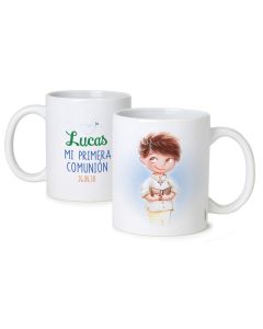 Taza de cerámica de niño Comunión camisa con cuello mao