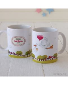 Taza cerámica Pit & Pita cigueña niña en caja regalo