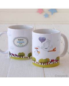 Taza cerámica Pit & Pita cigueña niña en caja regalo