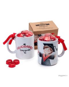 Ceramic mug graduation BOY in gift box + 6 chocolates