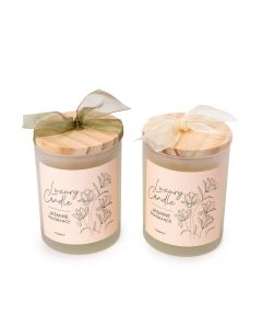 Vela jazmín 95gr. Ø5,5x8cm tapa madera adornado stdo, min.4