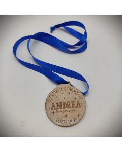 Personalized wooden medal for the best teacher, two-sided