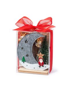 Confezione regalo di Natale, grembiule, led, fiocco rosso 20