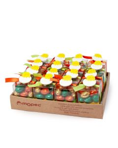 Expositor 28 cajas con 12 huevos praliné pinza pollito*