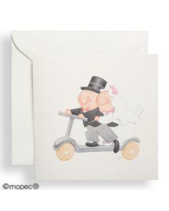 Invitación Pit & Pita en patinete con sobre