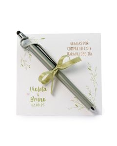 Rotulador verde puntero aguanta-móvil tarjetón personalizado