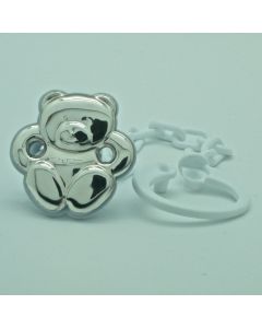 Pinza chupete osito Plata de Ley 925, blanco