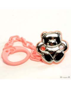 Pinza chupete osito Plata de Ley 925, rosa