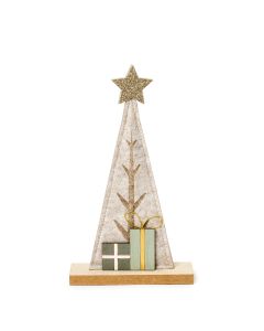 Figura árbol fieltro y base madera 26cm.