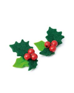 Holly ornament with adhesive, min.12
