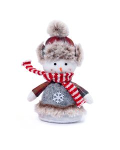 Muñeco nieve bufanda y gorro orejeras 16cm