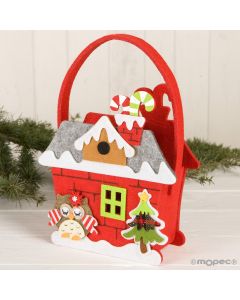 House/Owls felt basket 27cm (handles)