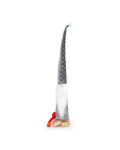 Gnomo gris terciopelo y lentejuelas 32cm. con 4 cora-chocs