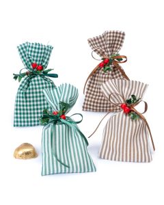 Bolsita cuadros/rayas verde y marrón con 2 Cora-chocs