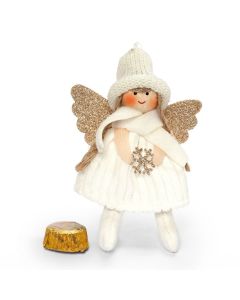 Colgante angelita blanca alas doradas 1 bombón