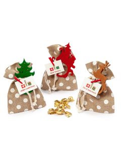 Bolsa servilletero Navideño + Tarjeta Feliz Navidad + 3 crokichocs