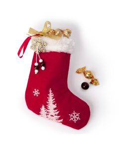 Calcetín navideño árbol copo nieve dorado 8croki-chocs