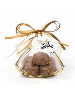 Box golden lines 5 chocolates Feliz Navidad card included