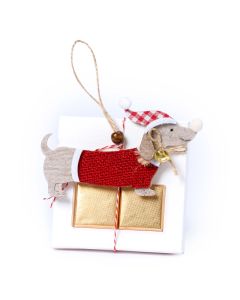 Colgante perro salchicha gorro Papa Noél 2 napolitanas