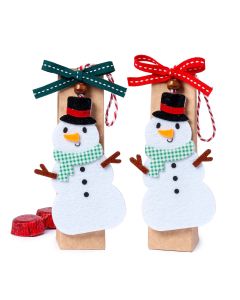 Scatola Kraft pupazzo neve appeso 2 cioccolatini,asst.min.6
