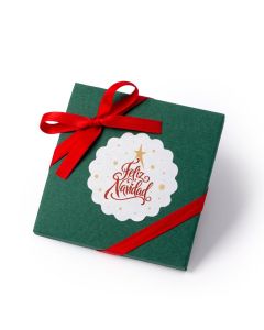 Cajita verde 4 napolitanas Feliz Navidad varios idiomas