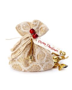 Christmas fabric pouch with bell and 4 Croki-choc