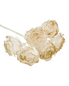 Flor blanca purpurina plata, pomo de 6, min.12