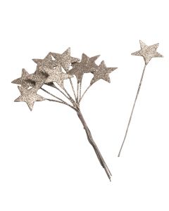 Silver stars with glitter, price x bunch of 10pcs