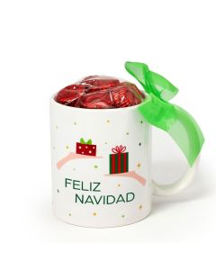 Taza Regalos en Mano Feliz Navidad 6 bombones varios idiomas