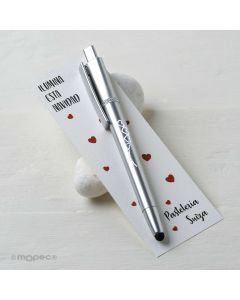 Stylo argenté avec pointeur tactile led étoiles en marquepag