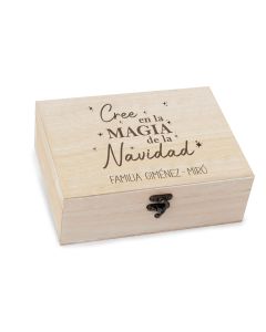 Scatola di legno messaggio Credi nella magia del Natale