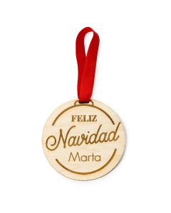 Ornamento di legno personalizzata Buon Natale 9cm.