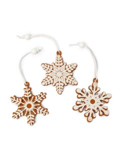 Boîte de 12 pendentifs flocons de neige en feutre 3 assortis