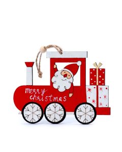 Tren madera rojo 13cm. con colgante
