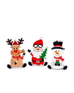 Adhesivo madera Reno, Santa y Snowman 3,2x4x0,2cm