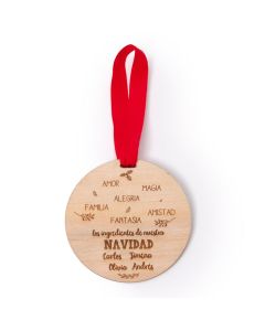 Colgante madera personalizado, con cinta, Fundamentos 9cm