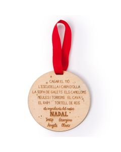 Colgante madera personalizado, con cinta, Cagar el Tió 9cm