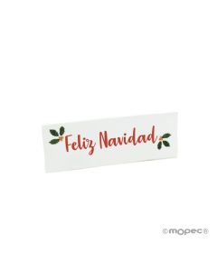 Tarjetas precortadas navideñas "Feliz Navidad" con dibujo de muérdago,5x1,7cm.