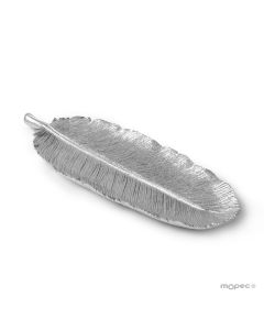 Silver resin feather tray vintage effect 30cm.