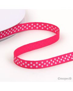 Cinta otomán fucsia topos blancos 6mmx50mts.